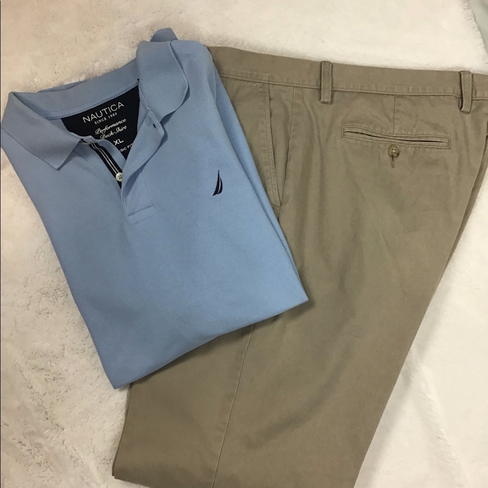 Light blue polo shirt